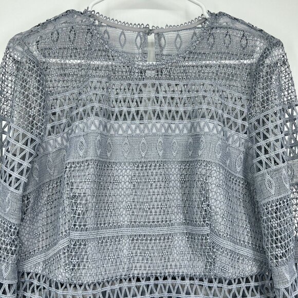 Bardot Romper Kristy Lace Blue Long Bell Sleeve Playsuit - Picture 4 of 12